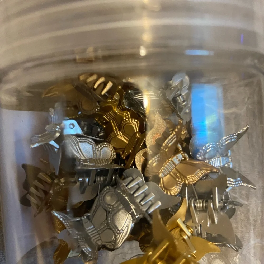 Silver and Gold Butterfly Clips - Picture 2 of 2
